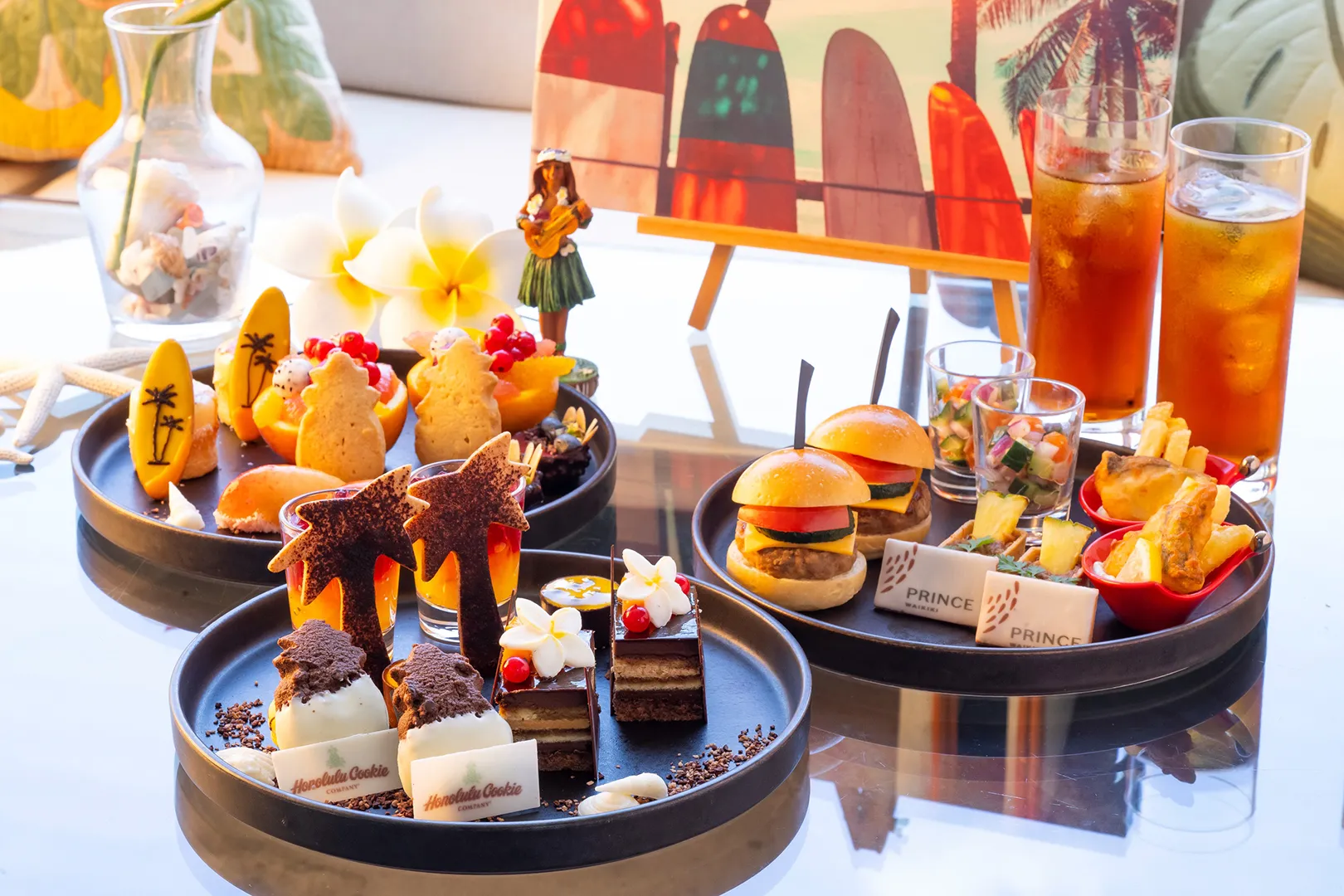 Hawaiian Afternoon Tea with Cute Mini Cheeseburgers